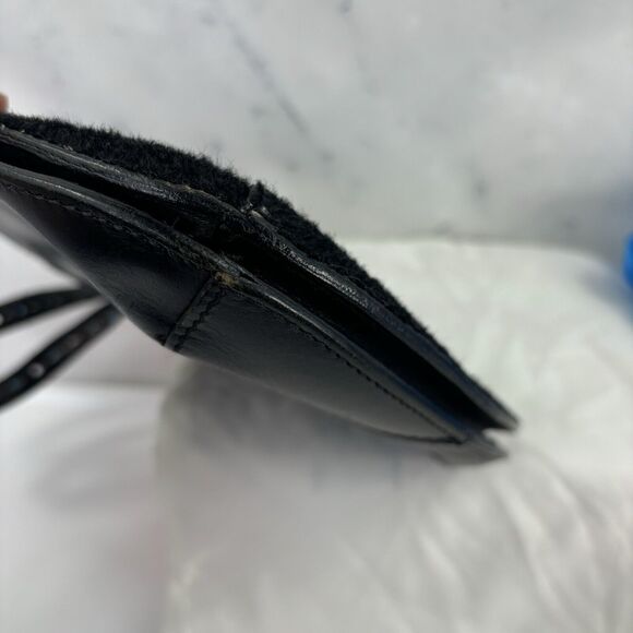 Vintage y2k 90s Fossil Black Leather handbag Purse southwest grunge pony hair - Picture 11 of 16